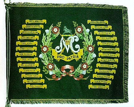 The Natal Carbineers Regimental Colour. Once a new insignia has been approved, these Colours will be laid up and a new Colour will be designed for the Ingobamakhosi Carbineers Regimental Colour OneCarbsColour.jpg