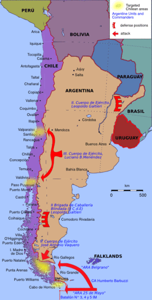 План направления ударов аргентинской армии в ходе операции «Суверенитет»