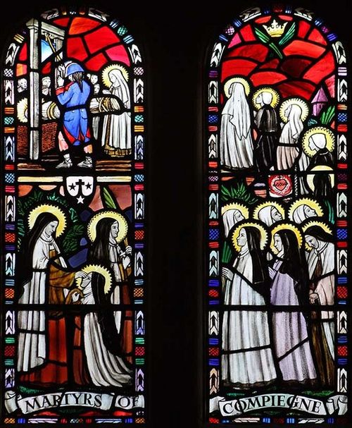 Stained glass window in the Church of Our Lady of Mount Carmel, Quidenham, England