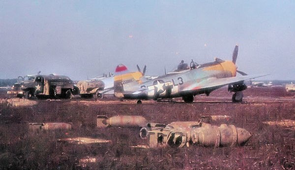 P-47D of the 406th Fighter Group on a wartime advanced landing strip