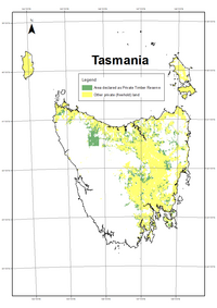 Location of Private Timber Reserves - as at November 2023 PTRs in Tasmania.png