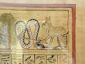 Detail from the papyrus of Hunefer; the sun go...