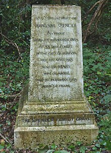 Percival Spencer mezar taşı, Junction Path, St Pancras ve Islington Cemetery.jpg