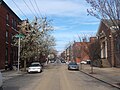 Brown Street, Fairmount, Philadelphia, PA 19130, looking west, 2200 block, Martin School on the right