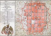 osiemnastowieczny plan miejski z zaznaczonym Murem Trujillo