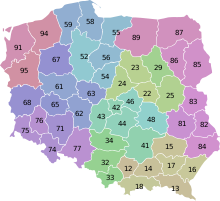 Poland telephone area codes.svg