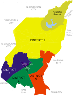 Map of Quezon City's legislative districts. Political Divisions of Quezon City.png