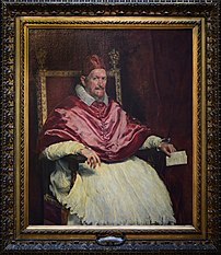 Portrait du pape Innocent X par Diego Velázquez (galerie Doria-Pamphilj, à Rome). (définition réelle 3 540 × 4 078)