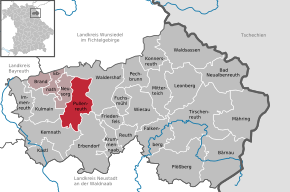 Poziția Pullenreuth pe harta districtului Tirschenreuth