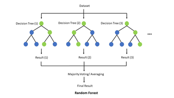 Diagram showing a simple random forest Random forest explain.png