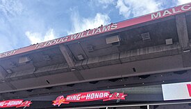 The updated Ring of Honor at Raymond James Stadium after facility renovations were completed in 2016-2017. RaymondJamesStadiumRingOfHonor2021.jpg