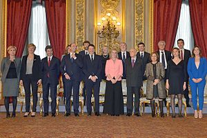Renzi cabinet with Giorgio Napolitano.jpg