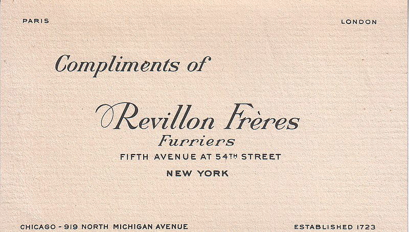 File:Revillon Frères, Furriers, New York business card.jpg
