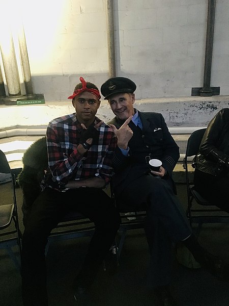 File:Ricardo P Lloyd with Mark Rylance before Shakespeare Within Abbey performance in 2019.jpg