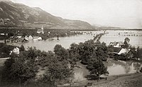 Ruggell während der Rhein­überschwemmung von 1927