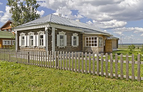 Wooden house (the former Priest's house) in the open-air museum of Konstantinovo, Ryazan Oblast, Russia