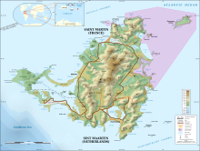 An enlargeable topographic map of the island of Saint Martin Saint-Martin Island topographic map-en.svg