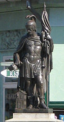 Statue of St. Florian at a crossroads in Pancevo (Serbia)