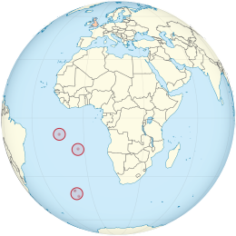Saint Helena, Ascension and Tristan da Cunha on the Globe (in the United Kingdom).svg
