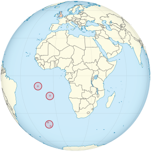 Haritada Saint Helena, Ascension ve Tristan da Cunha