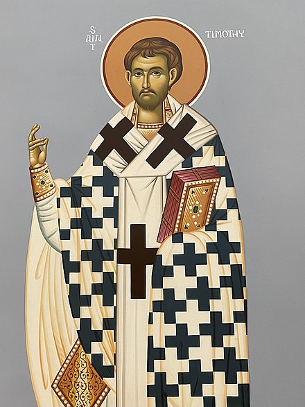 Icon of Saint Timothy in an Orthodox parish in the United States