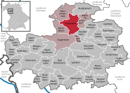 Läget för Scheinfeld i Landkreis Neustadt an der Aisch-Bad Windsheim