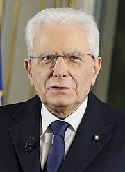 The incumbent president Sergio Mattarella, whose sole term was set to expire in February 2022. After initially ruling out a second term, Mattarella agreed to stand again. Sergio Mattarella in December 2021 (cropped).jpg