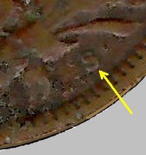 'S' mint mark (designated with arrow) on the reverse of a 1908 S Indian head penny Smintmark1908indianhead.jpg