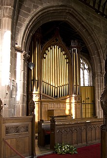 The organ at St. Mary and All Saints' Church, Great Budworth, a Samuel Renn instrument restored by Goetze and Gwynn St Mary and All Saints Church, organ.jpg