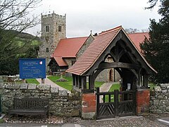 Kościół St Mary the Virgin's i lychgate w Selattyn, Shropshire.jpg