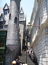 Stairway located between the Magical Menagerie and Gringotts Bank