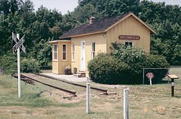 A restored 1902 train station. StevensvilleMD TrainStation.jpg