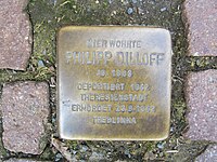 Stumbling stone Philipp Dilloff, 1, horse market 1, Frankenberg, Waldeck-Frankenberg district.jpg