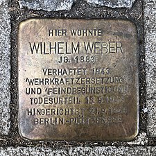 Stolperstein für Wilhelm Weber in Hannover