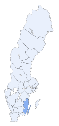 मानचित्र जिसमें कल्मारKalmar län हाइलाइटेड है