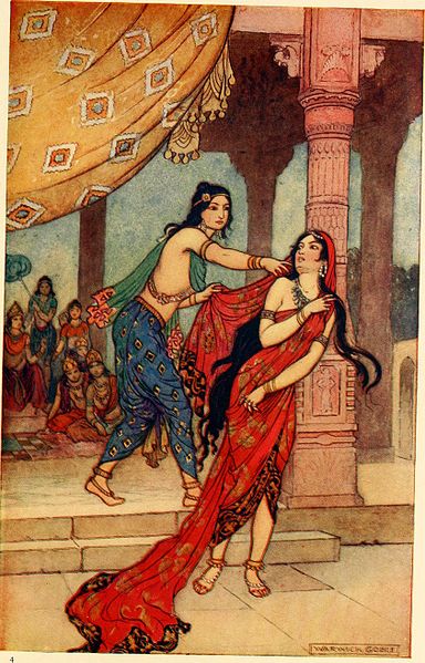 File:THE ORDEAL OF QUEEN DRAUPADI by Warwick Goble 1913.jpg