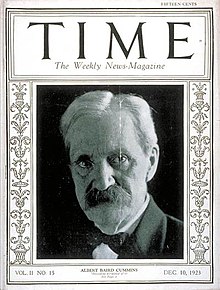 Senator Albert Baird Cummins on the Time cover, December 10, 1923 TIMEMagazine10Dec1923.jpg