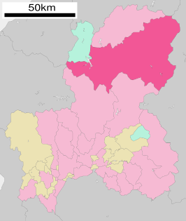 Situering van Takayama in de prefectuur Gifu