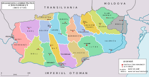 Divisions of Wallachia, 1601-1718 Tara Romaneasca judete 1601-1718.svg