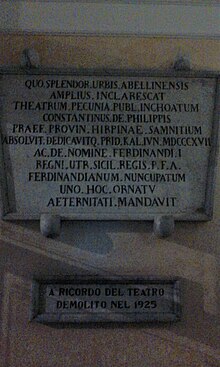 Lapide commemorativa del Teatro San Ferdinando