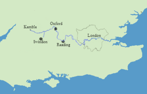 The course of the River Thames.