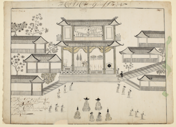 Trịnh lords mansion, painted by Samuel Baron in 1685.