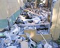 Toilettes d'un bâtiment de Paniahue, celui dont le premier étage a été détruit et où deux personnes ont perdu la vie.
