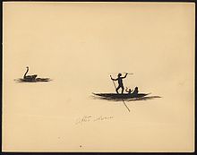 Aboriginal hunters and black swan, by Tommy McRae, v. 1865 Tommy McRae After swans.jpg