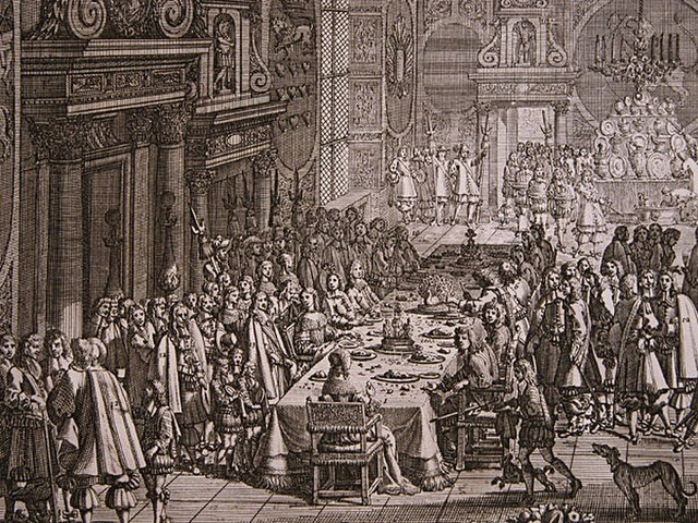 The peace banquet (Fredstaffelet) at Frederiksborg Castle, following the signing of the Treaty of Roskilde in 1658