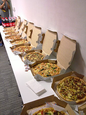 Pizzas at a pizza party