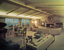 An underground home in Colorado, from the 1964 exhibit's brochure. Underground World Home living room.png