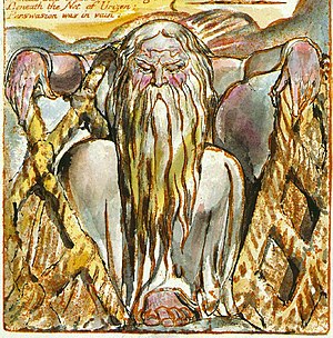 Urizen with his net - The Book of Urizen, copy G, object 27 c.1818, in the Library of Congress (detail) Urizen with his net - The Book of Urizen, copy G, object 27 c1818 (Library of Congress) Detail.jpg