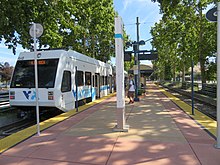 Santa Teresa station on the Blue Line of the VTA light rail. VTA train at Santa Teresa station, July 2018.JPG