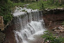 Waterfall located in the Cowley County Fishing Lake - Year 2016 Waterfall in Cowley County in 2016.jpg